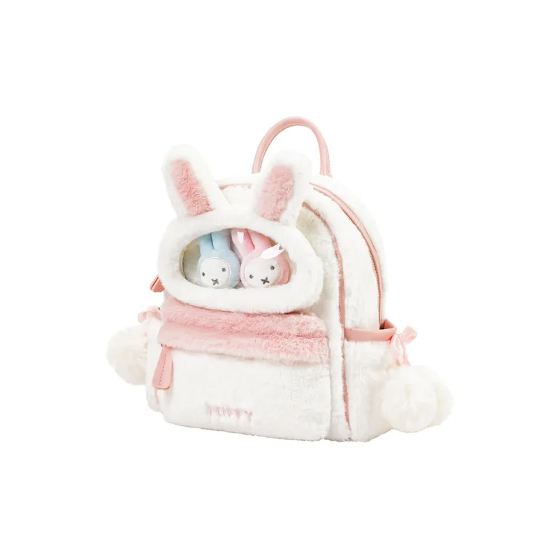 Miffy Fabric Backpack Women's White Pink/Blue Denim-1