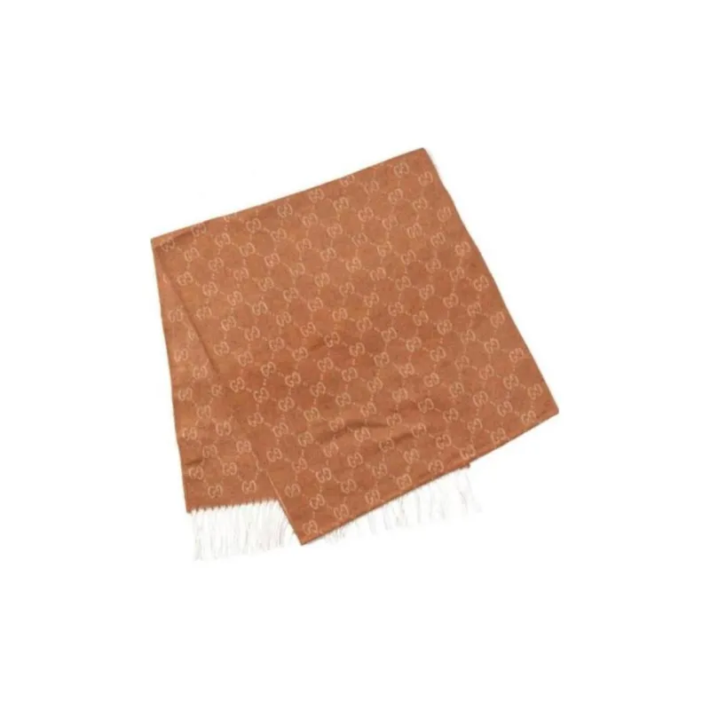 GUCCI Wool Knit Scarves Women's Brown-1