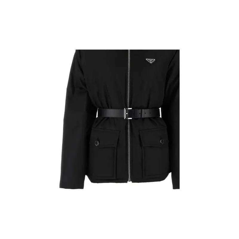 PRADA Logo Plaque Belt Detailed Jacket-5