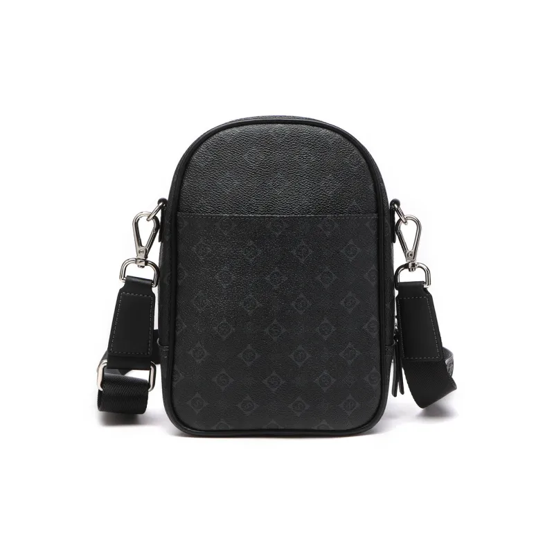 SEPTWOLVES Artificial Leather With Cow Leather Crossbody Bag, Shoulder Bag Regular Men's Black-3