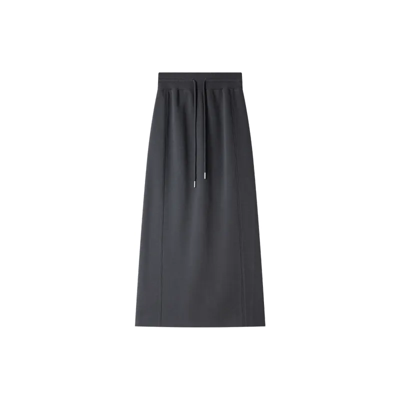 VIMLY Casual Long Skirts Women's Iron Gray-1