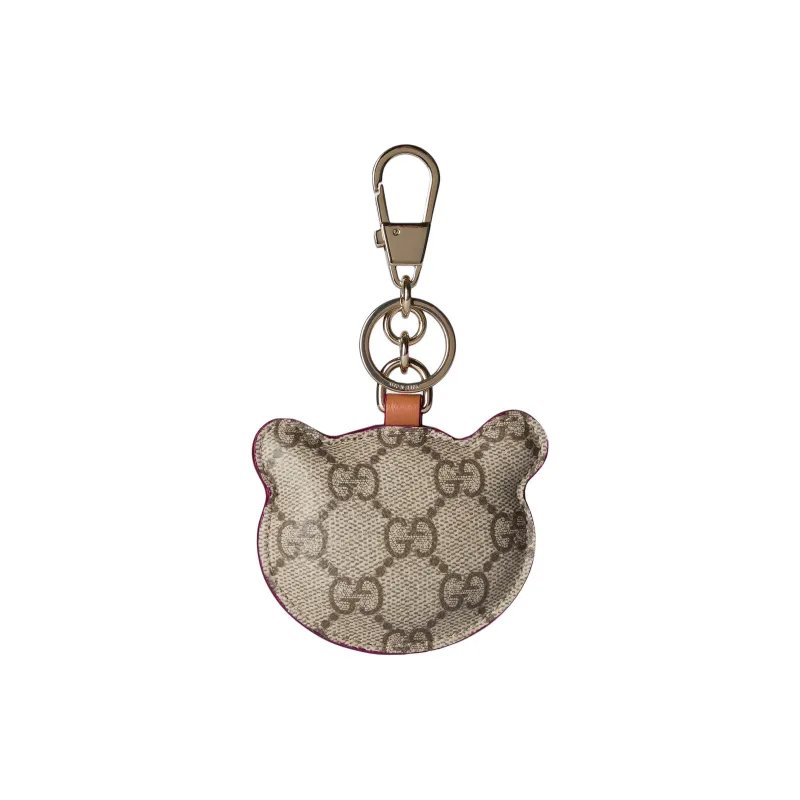 GUCCI Coated Canvas With Leather Bag Charm Bag Merch Women's Beige & Dark Brown-2