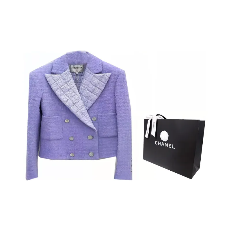 CHANEL Jackets Coats Women's Purple-1