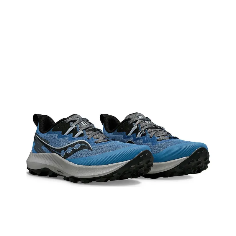 Saucony PEREGRINE 14 Anti Slip Wear Resistant Low Top Trail Running Shoes Women's Blue Gray-2