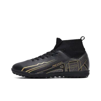 LaLapig Durable Lightweight Cushioning High Top Kids' Soccer Shoes Black Teenagers
