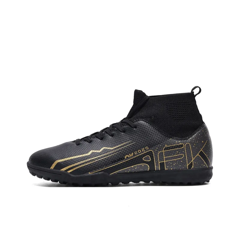 LaLapig Durable Lightweight Cushioning High Top Kids' Soccer Shoes Black Teenagers-0