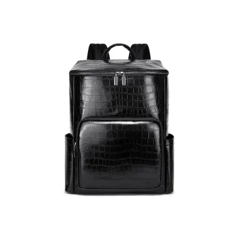FAIRWHALE Top Grain Cow Leather Backpack Large Size Men's Black