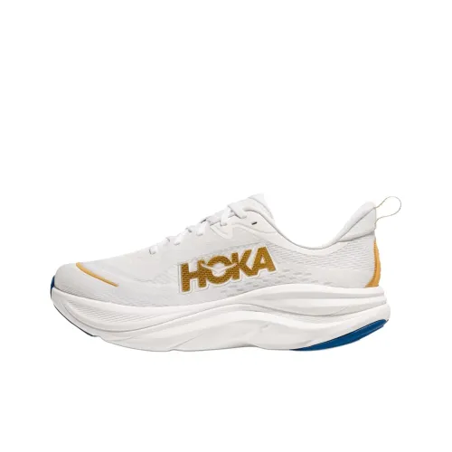 HOKA ONE ONE SKYFLOW Cushioning Wear-Resistant Low-Top Casual Running Shoes Men's White Gold