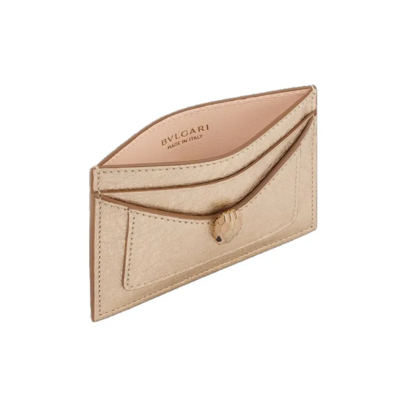 BVLGARI Serpenti Forever Series Calfskin Card Holder Women's Light Gold-2