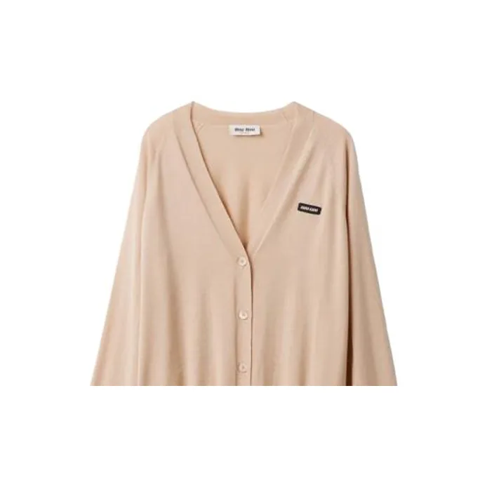 MIU MIU Cashmere And Silk Cardigan Knitwear Women's Flesh Pink-2