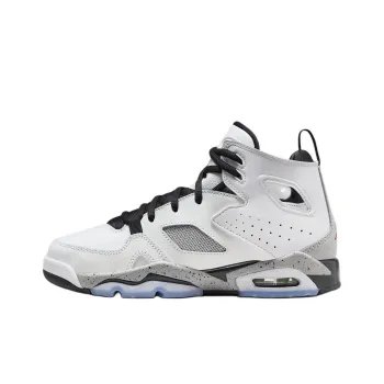 Jordan Flight Club 91 Anti Slip Wear Resistant High Top Children's Basketball Shoes White Black Teenagers