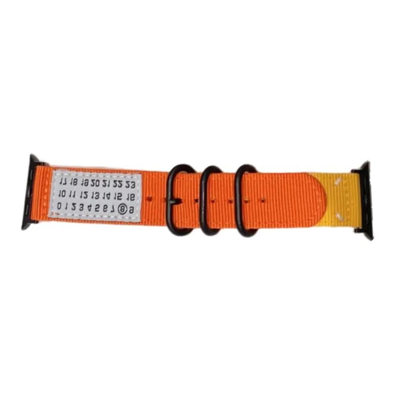 Warbler Dew Compatible With Apple Watch S9/S8/SE/7/6/5/4/3 Numbers Nylon Triple Ring Canvas Strap-5