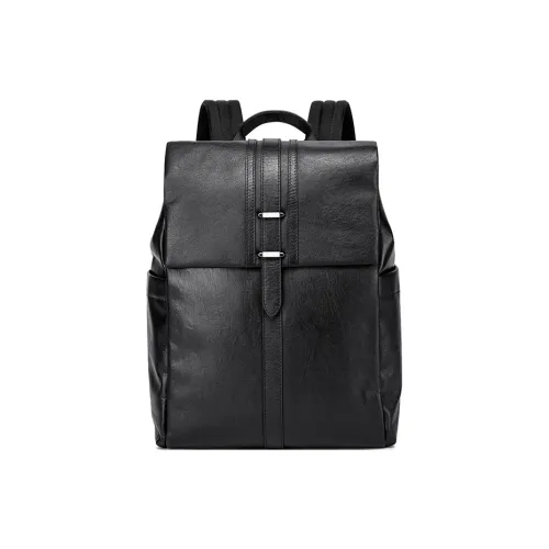 FAIRWHALE Top Grain Cow Leather backpack weave Regular Men's Black
