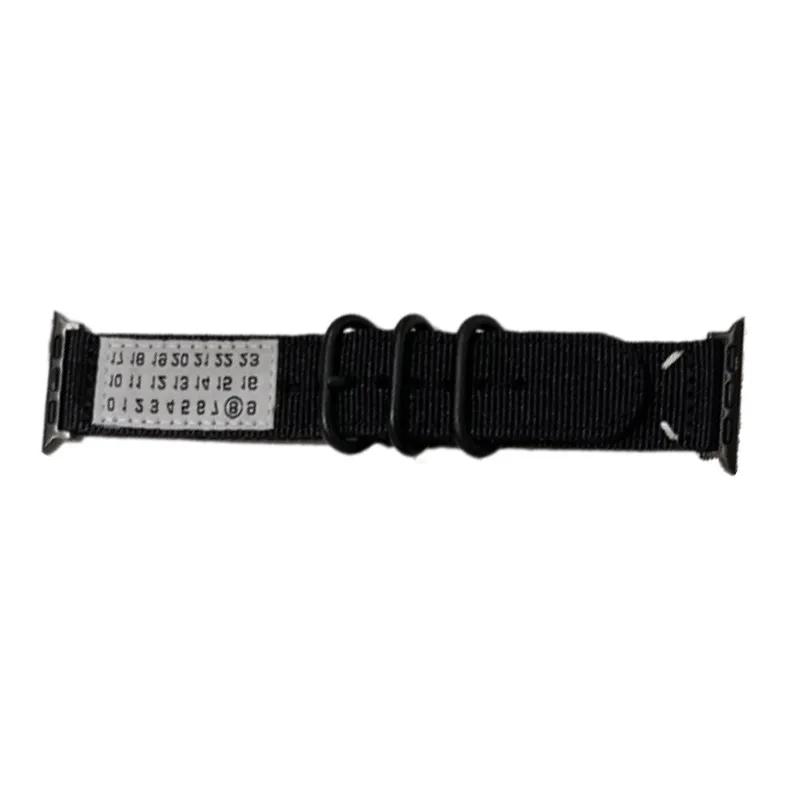 Warbler Dew Compatible With Apple Watch S9/S8/SE/7/6/5/4/3 Numbers Nylon Triple Ring Canvas Strap-2