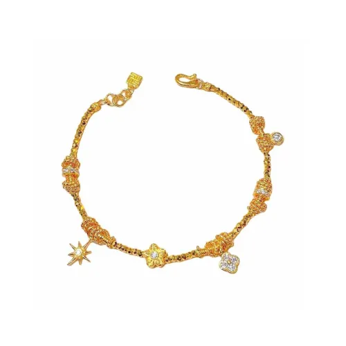 Ruinuo Sparkling Beads Fashion Luxury Niche Adjustable 999 Solid Gold Priced In Gram Bracelets Women's