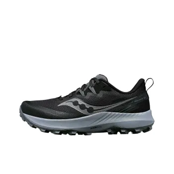 Saucony PEREGRINE 14 Anti Slip Wear Resistant Low Top Trail Running Shoes Women's Black