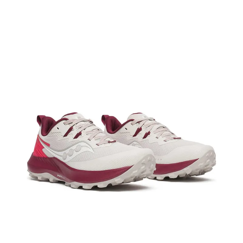 Saucony PEREGRINE 14 Anti Slip Wear Resistant Low Top Trail Running Shoes Women's White Red Pink-2