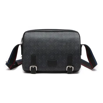 SEPTWOLVES Artificial Leather Cow Leather Patchwork Messenger Bag Crossbody Bags Regular Men's Black