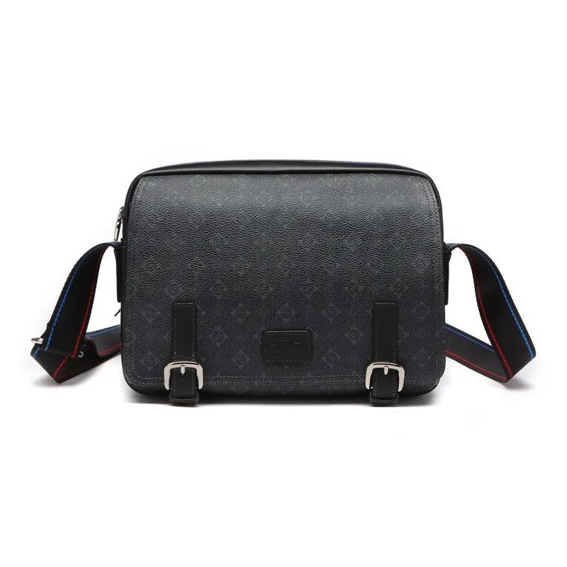 SEPTWOLVES Artificial Leather Cow Leather Patchwork Messenger Bag Crossbody Bags Regular Men's Black-0