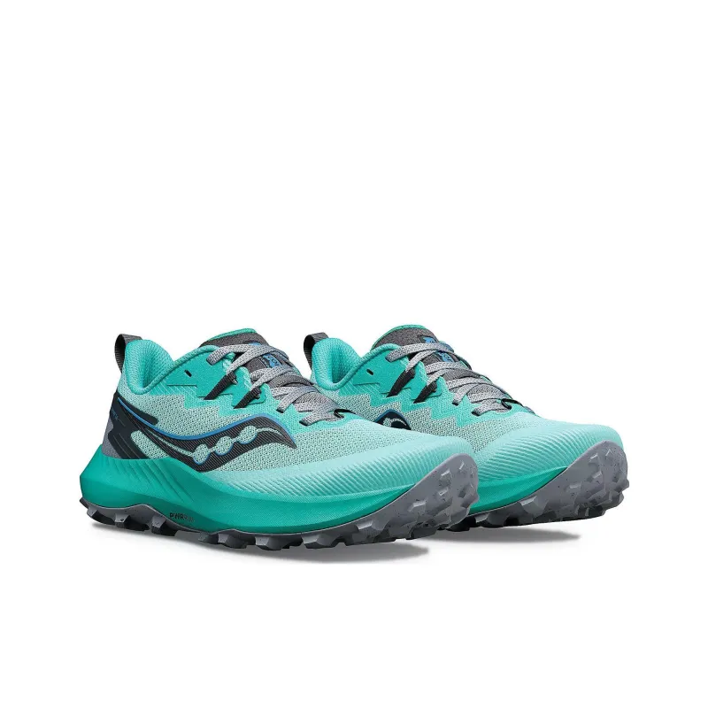 Saucony PEREGRINE 14 Anti Slip Wear Resistant Low Top Trail Running Shoes Women's Green Black-2
