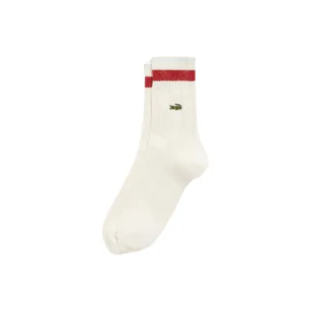 LACOSTE Mid-Calf Socks Men's 1 Pack White Red