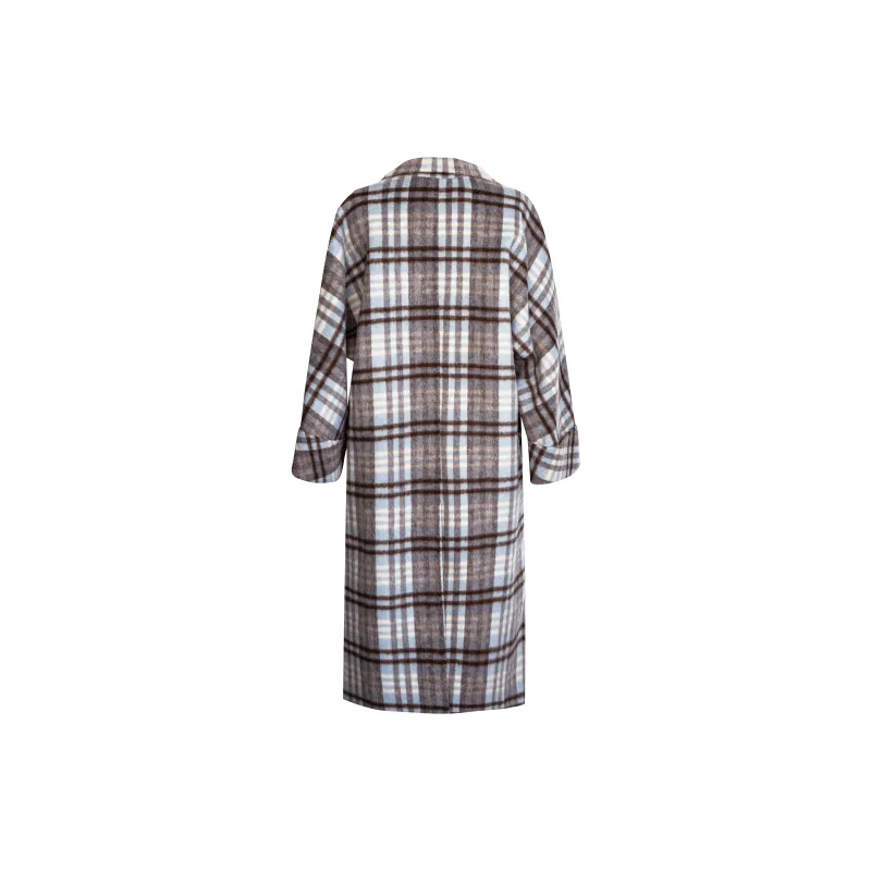 ROEYSHOUSE FW24 Coat Women's Blue Gray Plaid-1