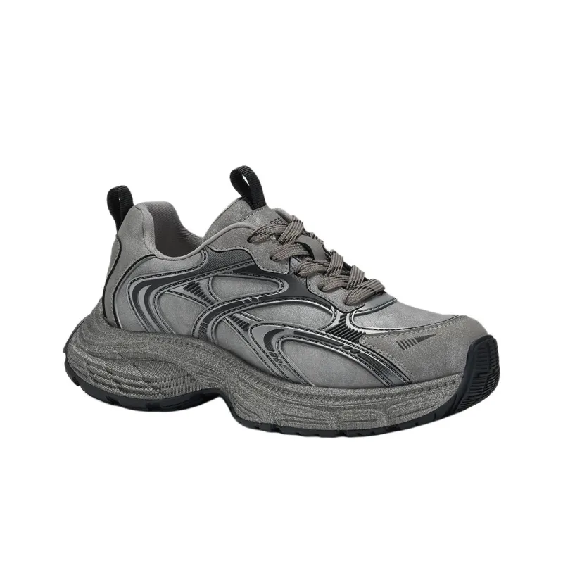 GG CC Slip Resistant Low Top Chunky Sneakers Women's Gray-1