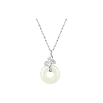 Drunk On The City Hetian Jade Necklaces Pale Greenish White Jade Women's