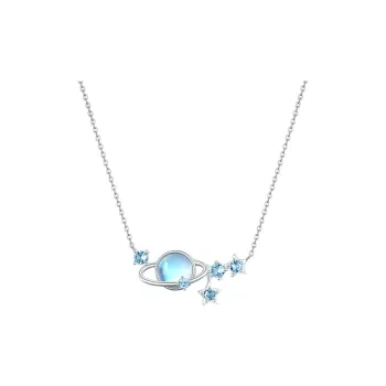 GRACE GIRL 925 Sterling Silver Moonstone Necklaces Women's