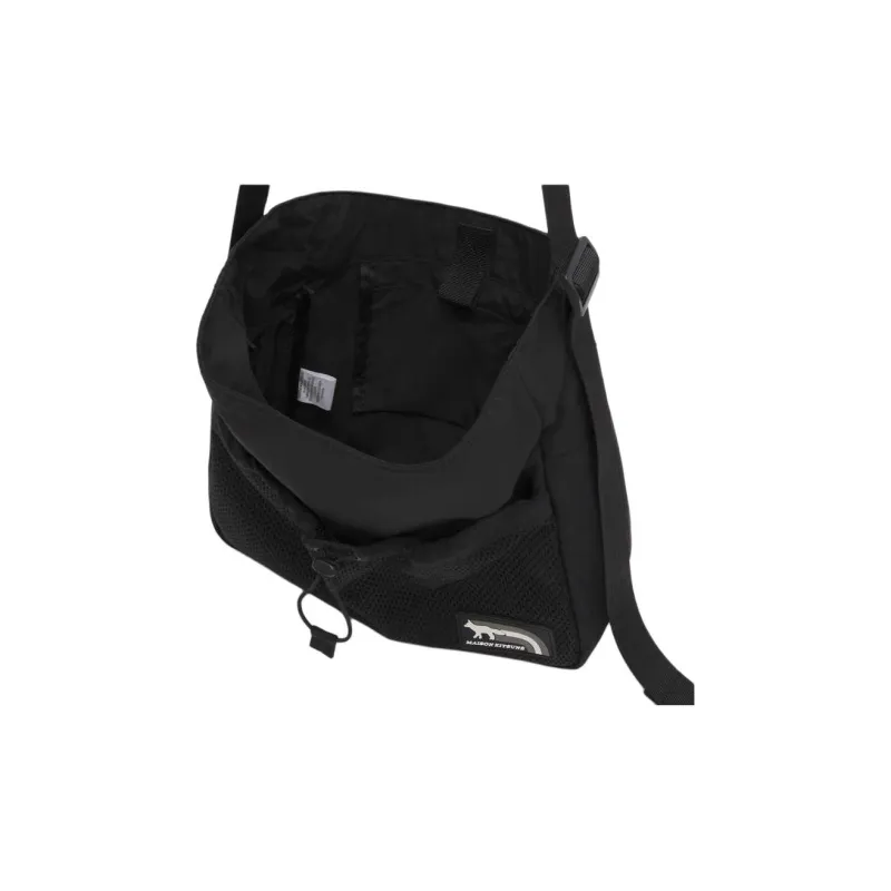 Maison Kitsune Fabric Portable Crossbody Bag Shoulder Bag Medium Size Women's Black-3