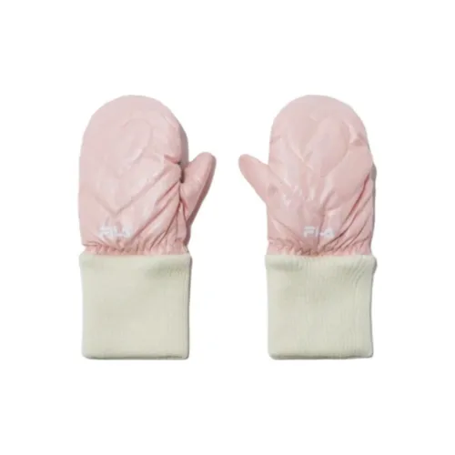 FILA Acrylic, Polyurethane, Natural Leather Gloves Kids' Pink