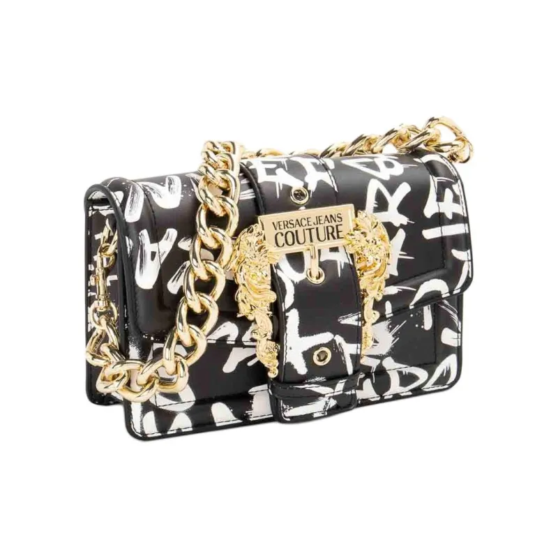 VERSACE JEANS COUTURE Polyurethane Shoulder Bag, Crossbody Bag Women's Black White-2