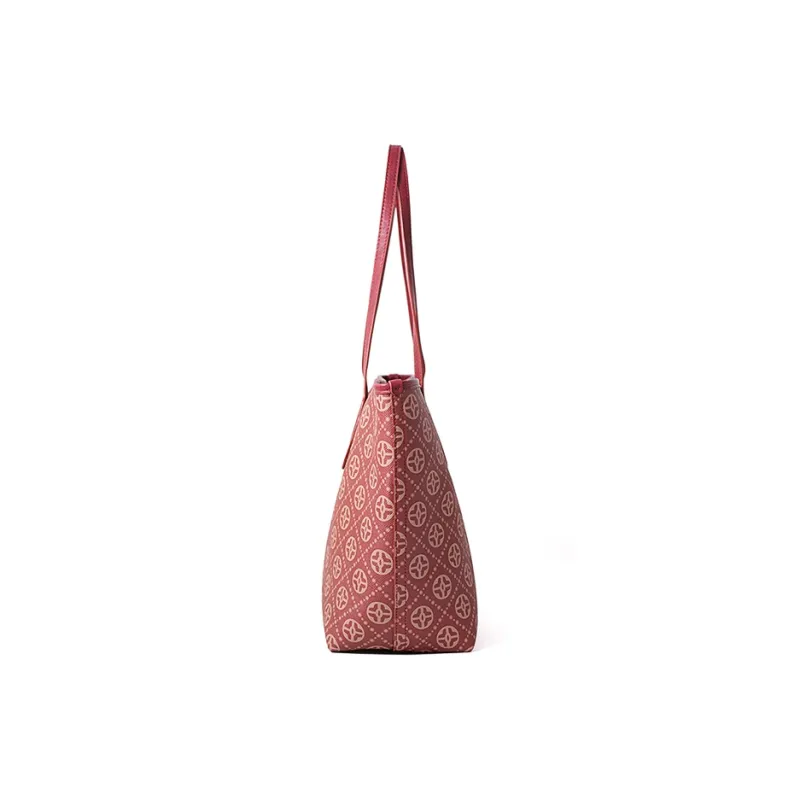 Vigno Synthetic Leather Tote Bag, Shopping Bag, One Shoulder Handbag Regular Women's Red-10