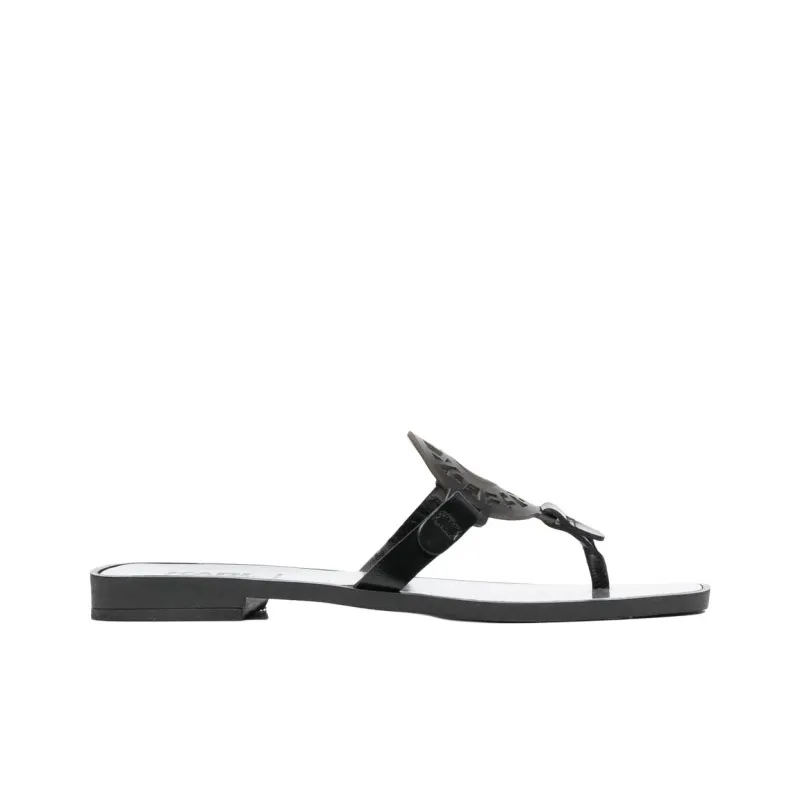 KARL LAGERFELD Logo-patch Leather Flat Slides-1