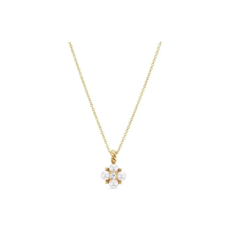David Yurman 18kt Yellow Gold Petite Modern Renaissance Diamond Necklace 1.1mm-0