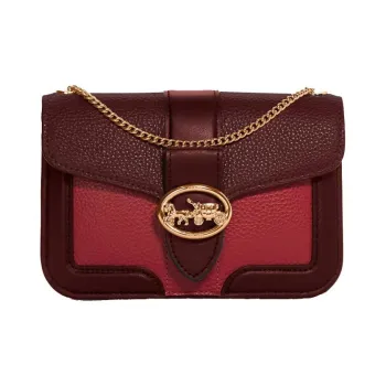 COACH Georgie Litchi Grain Leather Crossbody Dionysus Shoulder Bag Trumpets Women's Pink & Red Brown