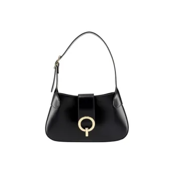 Sandro Cow Leather Handbag Shoulder Bag Medium Size Women's Black
