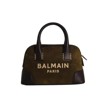 BALMAIN Logo Embroidered Zip Up Tote Bag