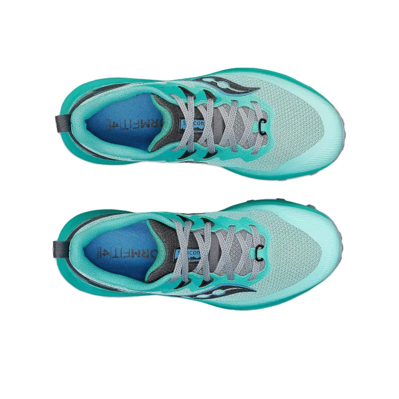 Saucony PEREGRINE 14 Anti Slip Wear Resistant Low Top Trail Running Shoes Women's Green Black-3