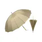 Long Handle 16-Rib Wooden Straight Handle in Khaki Color