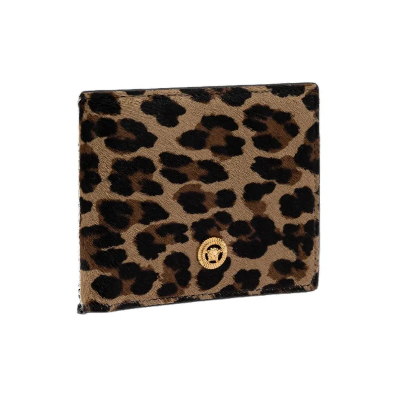 VERSACE Calfskin Wallet Men's Leopard Print-1