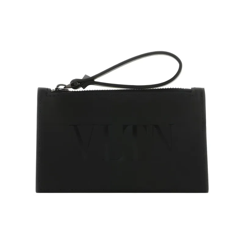Valentino VLTN Leather Card Holder, Wallet Men's Black-0