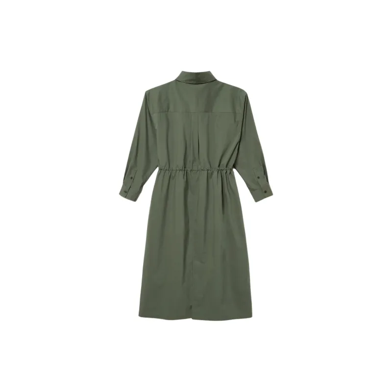 LACOSTE Long Sleeved Dress Women's Khaki Olive-1