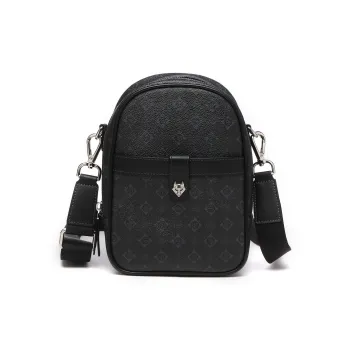 SEPTWOLVES Artificial Leather Cow Leather Patchwork Shoulder Bag Regular Men's Black