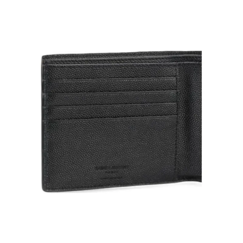 SAINT LAURENT Calfskin Wallet Men's White/Black-4
