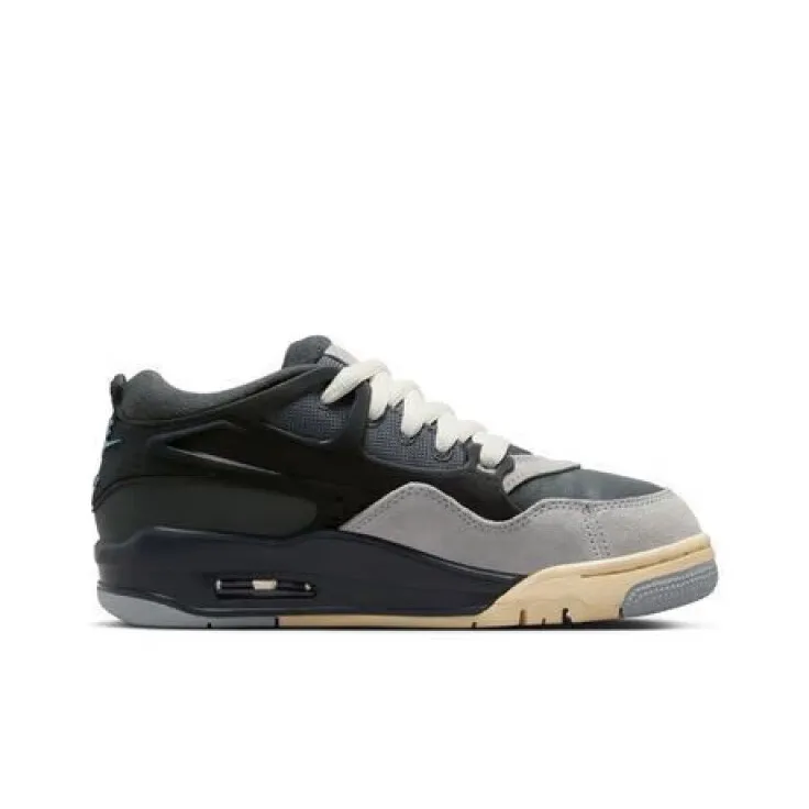 Jordan Air Jordan 4 Slip Resistant Shock Absorbers Mid Top Children's Basketball Shoes Black Gray Unisex-1