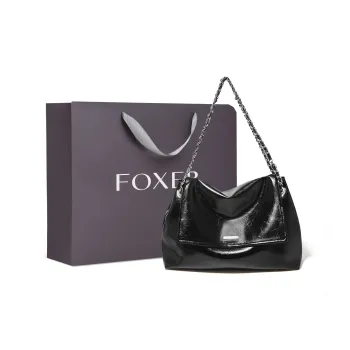 FOXER Synthetic Leather Shoulder Bag Large Size Women's Black