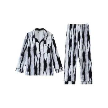 Qiao Ni Tong Pajama Set Men's Black White