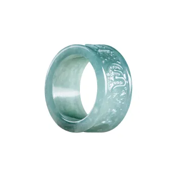 Artisan Lock Heart Jade Ice Glutinous Jadeite Rings Unisex