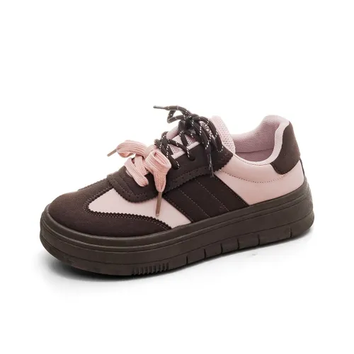 HUANQIU Lightweight And Breathable Low-Top Skateboard Shoes Women's Brown Pink
